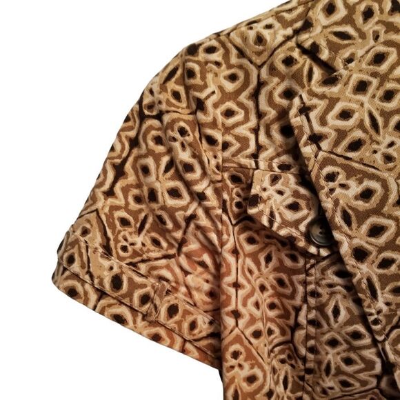 Banana Republic Tan Brown Short Sleeve Safari Print Jacket Size 0   8 374 - Picture 4 of 11